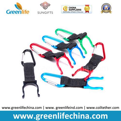 Colorful aluminum high quality carabiner hooks D shape&gourd shape hooks w/black bottle holder