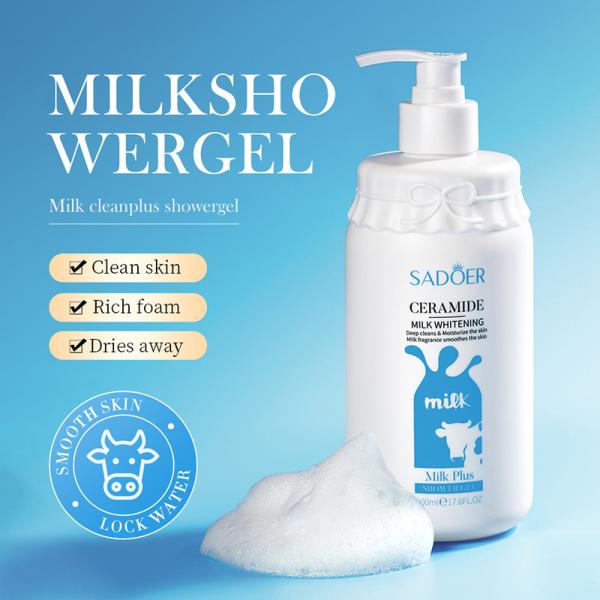 Da pele limpa do cuidado do corpo do gel do chuveiro do leite da cabra de MSDS gel Exfoliating de iluminação hidratando do chuveiro