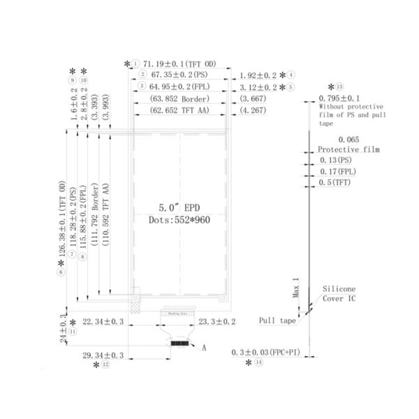 5.0 Inch E Paper Ink Screen Resolution 552×960 For Water Purifiers Gamepads Ice Makers