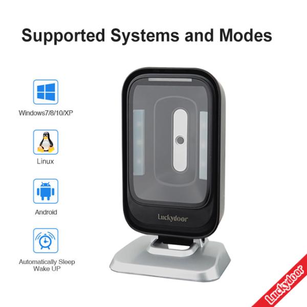 General Purpose Hands Free Barcode Scanner ,Omnidirectional On Counter Barcode Scanner With Metal Stand