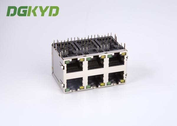 O poder de KRJ -5921S2X3YGZENL sobre o metal do conector dos ethernet Rj45 protegeu o diodo emissor de luz da pilha 2X3 G/Y