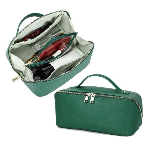 Custom Logo Saffiano Leather Cosmetic Cases Luxury Beauty Essentials Case For Ladies