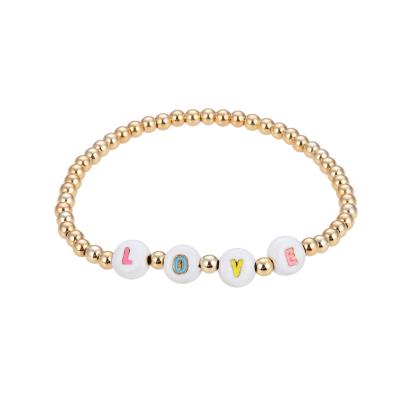 3mm Beaded Letter Bracelet , Name Beaded Bracelets gold black and white