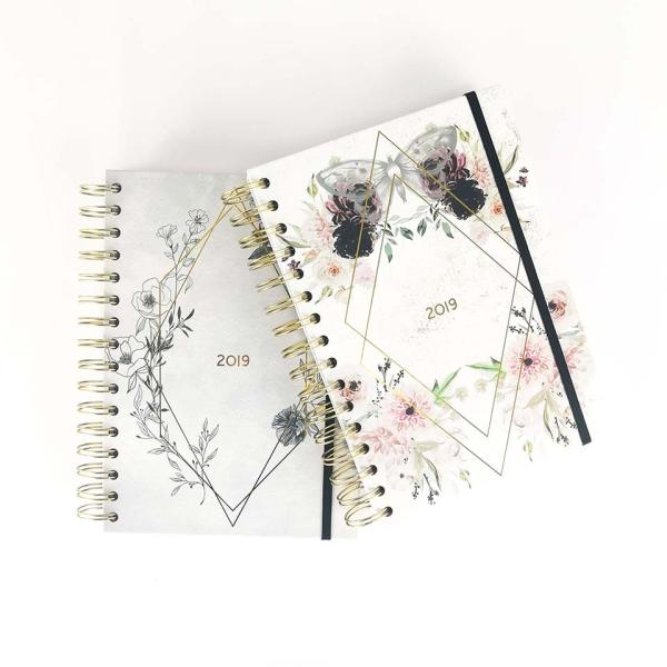 CMYK A5 Hardcover Notebook Printing Gold Spiral Weekly Daily Planner 80 Sheets