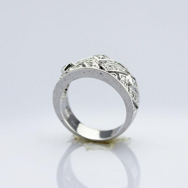 Fahion Women Sterling Silver Band Ring Pave Cubic Zirconia(SRJ657)