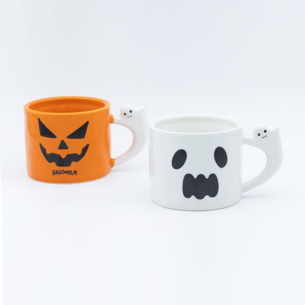 Ceramic Halloween Mug with Decal Fired Design and Special Handle for Gift Stores