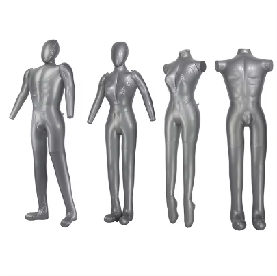 Full Body Inflatable Female Mannequin: Lightweight & Portable Clothing Display Model with Realistic Body Shape—Sleek Silver, Durable Quick-Inflate Dress Form for Retail Stores, Fashion Shows, Home Use