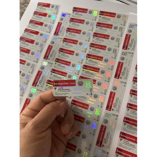 AOD964 3ml Glass Vial Labels With Hologram PET Materail Laser Shinny Effect