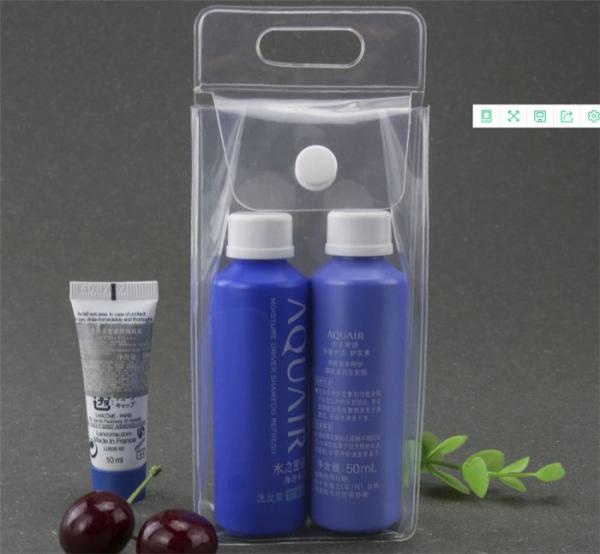 Leak Proof Transparent PVC Cosmetic Bag , Clear Cosmetic Bags With Handles