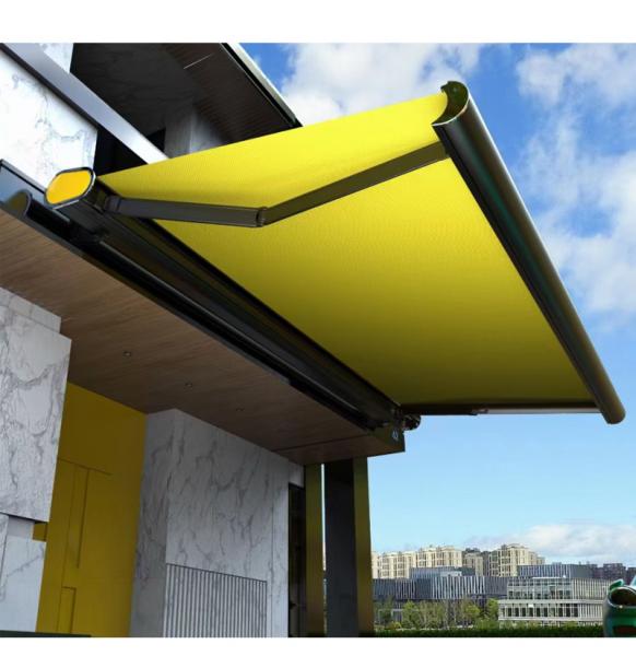 Outdoor Motorized Waterproof Retractable Awning Canopy Full Cassette Awning
