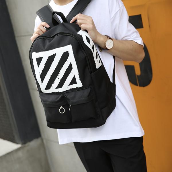 The Streets Of Personality Backpack Striped Printed Youth Backpack Student Bag Travel Pack