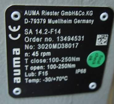 SA AUMA Multi Turn Actuator Actuators , ROHS Multi Turn Electric Actuator  SA14.2-F10