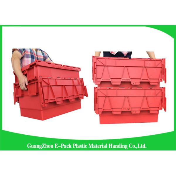 Red Plastic Attached Lid Containers / 43L Plastic Storage Bins