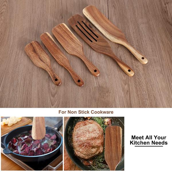 Wooden Bamboo Spurtles Kitchen Tools Utensils Set Of 5pcs