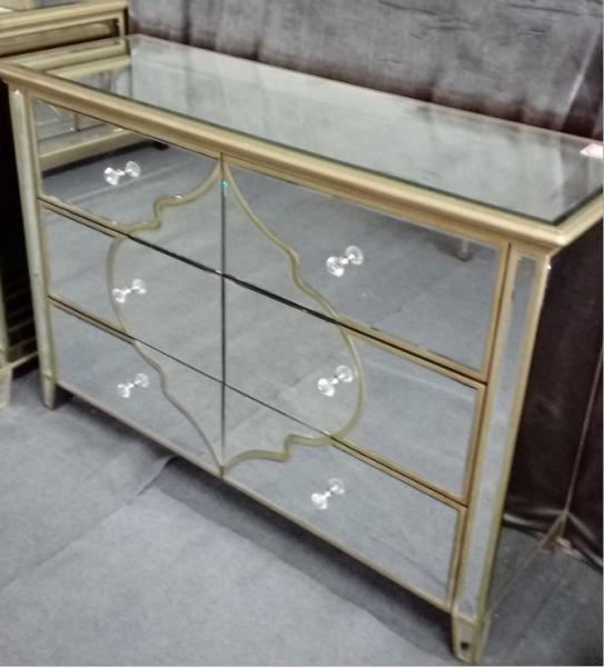 Mirrored Furniture 6 drawers Bed Side Table Night Stand cabinet for living room