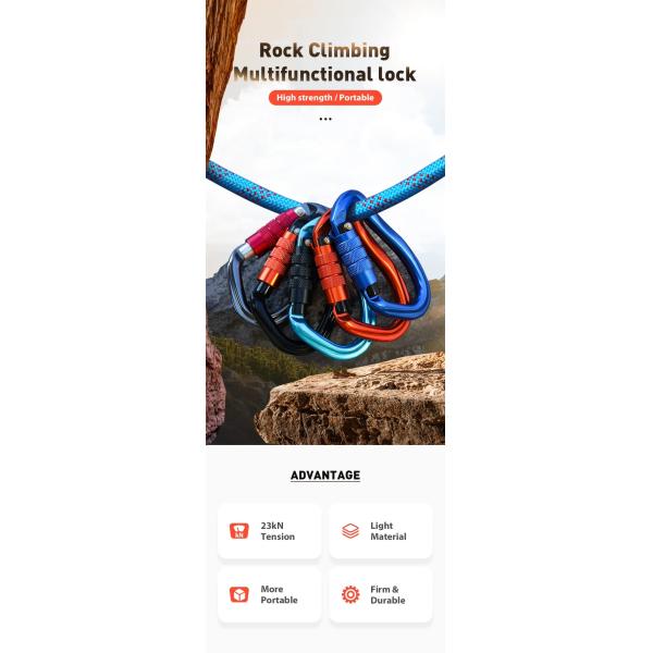 Customize Logo Climbing Aluminum Alloy Snap Hook Heavy Duty Aluminum Carabiner