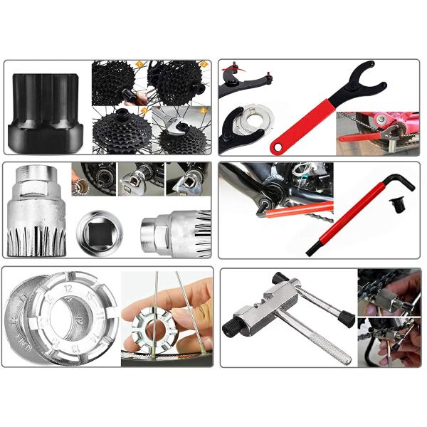 Portable Bike Repair Tool Kit 44pcs for Mountain and Road Bikes Packing Size 34*32.5*28cm