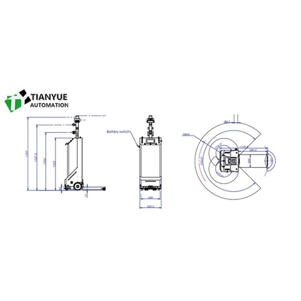 Intelligent Unmanned Forklift with Laser RFID Navigation System 300KG Load Capacity and Polyurethane Tires for Warehouse Operations