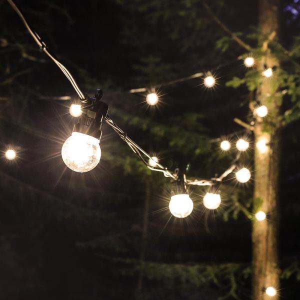 G50 LED String Lights Globe Hanging Loops Suspension Type Black Wire Connectable Indoor Outdoor Patio Lights Waterproof