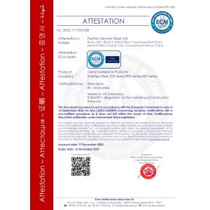 Foshan Sewaly Steel Co.,Ltd Certificaciones