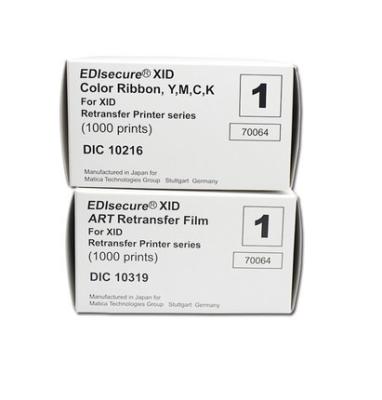 Matica Edisecure XID8300 Card Printer with DIC10216 Color Ribbon and DIC10319 Film Prints
