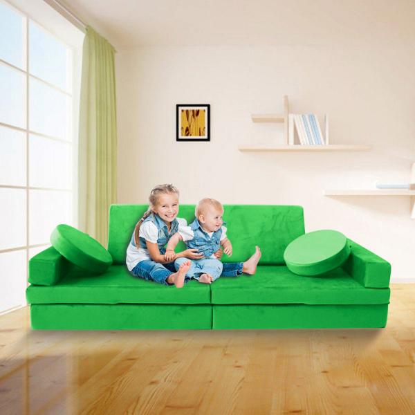 Machine Wash Green 10PCS Kids Play Couch Sofa 14KG For Toddlers