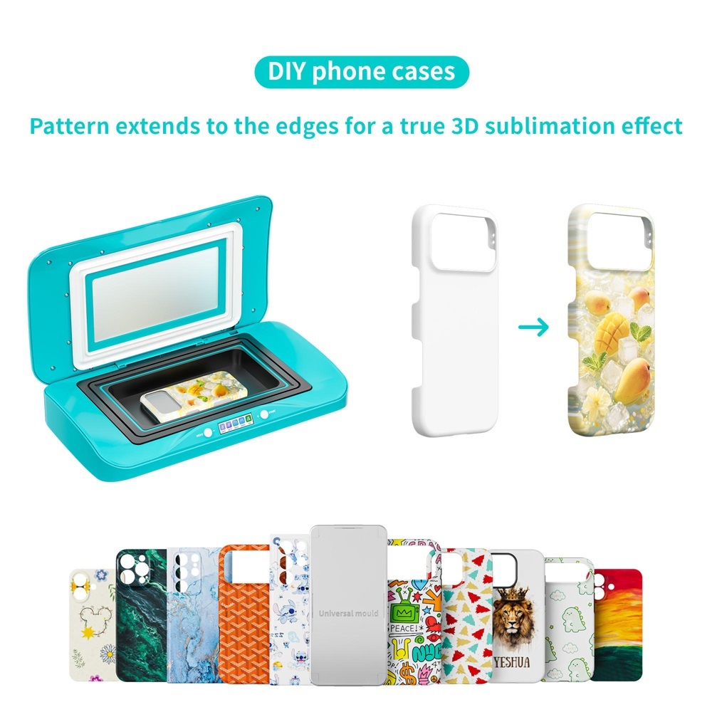 Universal Mold Supported 3D Curved Surface Transfer Heat Press for Curved Phone Case 3D Heat Transfer Printing Machine