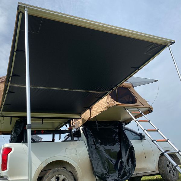Factory best-selling black glue coating with lights car side sunscreen canopy tent aluminum alloy support pole tent