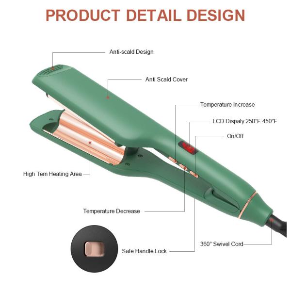 Deep Wave 54W Ceramic Hair Curler 2 Barrels Salon 2 inch ceramic flat iron