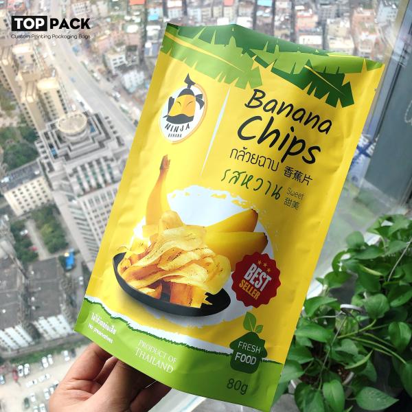 Matte Finished Plastic Laminated Stand Up Pouch Banana Chips Packaging Bag