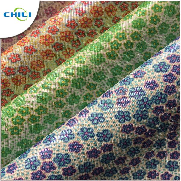 Shinnning Synthetic Leather Fabric Floral 0.7±0.1mm Thickness Precision Cutting
