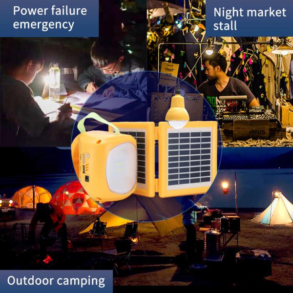 Rechargeable Solar Camping Lantern Portable Solar Power System with Mobile Charging Function and LED Bulb