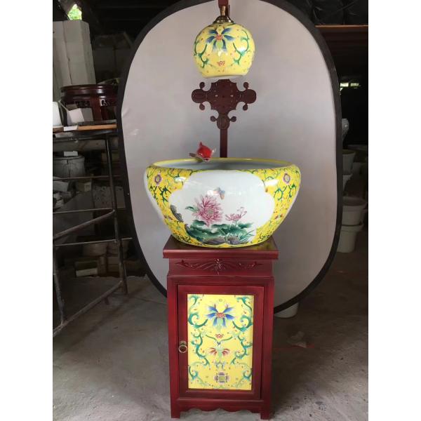 Cuenco casero de los pescados del SGS Koi de la decoración con el modelo de la peonía