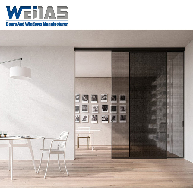 Top Rail Narrow Frame Room Partition Sliding Doors Soundproof And Heat Insulating