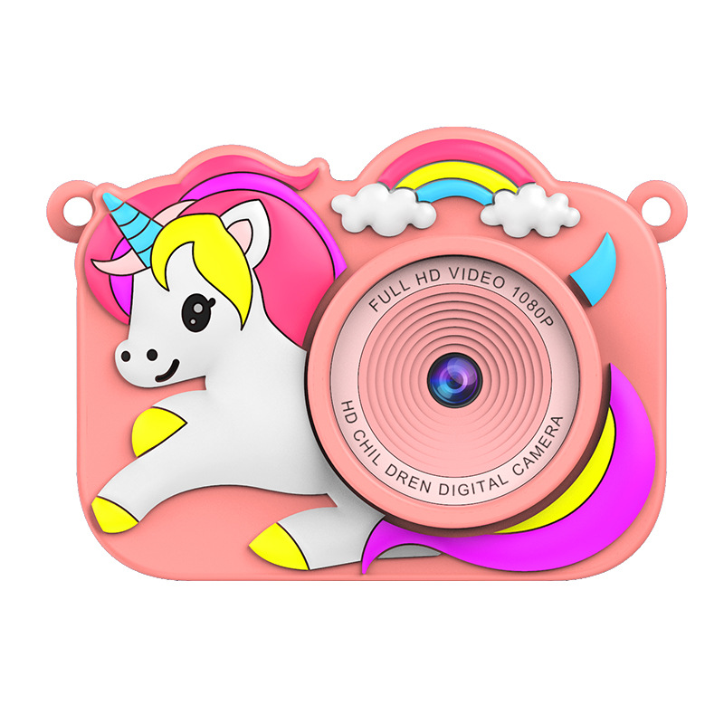 Feitianma 2.0 Inch Screen 1080P HD Dual-lens Children's Camera with Unicorn Graphic Design Children's Toy Gift