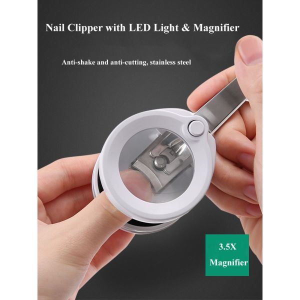 Elderly Friendly LED Nailclipper Magnifier Anti Shake LED Illuminated for Nail Trimming & Visually Impaired Reading