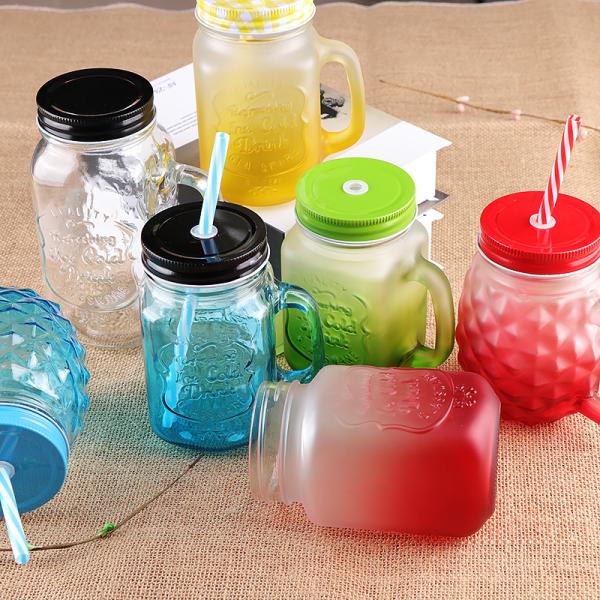 Творческий фруктовый сок холодное напиток чашка Винтажный петух чашка с масонским стеклом и соломенной ручкой