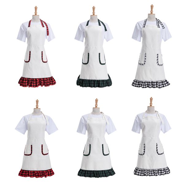 Custom Linen Sublimation Apron Blanks With Pocket Adjustable Neck Strap Kitchen Cooking BBQ Work Apron
