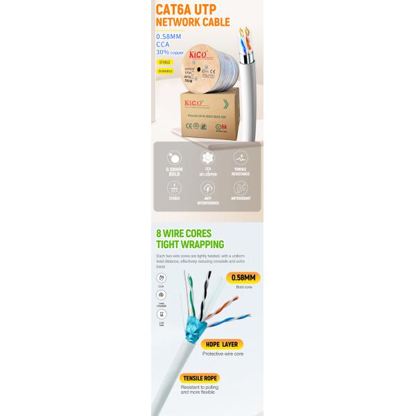 KICO High Speed LZSH 10G Indoor Ethernet Cat6a Network Lan Cable U/FTP Cca 23AWG 500m Low Price Cable Manufacturer