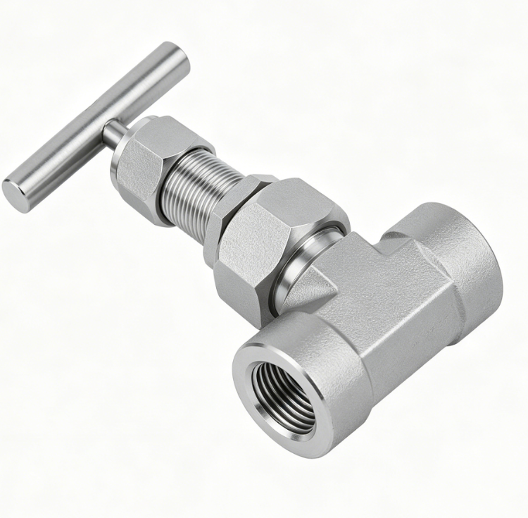 Factory OEM SS304 Straight Through Internal Thread Needle Valve Anti Blowout Stem T Handle Control Valve for Gas Oil Water