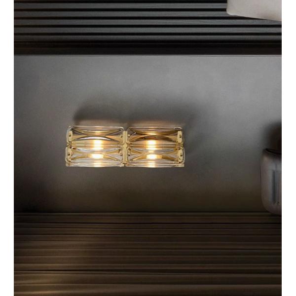 Crystal wall lamp postmodern simple living room TV wall background lamp light luxury atmosphere long strip bedroom bedside lamp