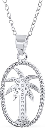 Морской вымостите Anklet кубического ожерелья пальмы каникул пляжа CZ Zirconia тропического привесной для женщин желтое золото 14K Plat