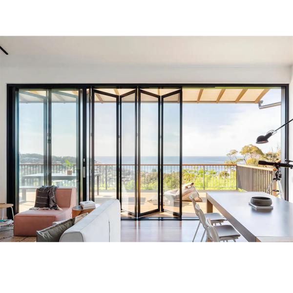 Porte de patio extérieure pliante en aluminium de haute qualité avec une résistance supérieure à la corrosion