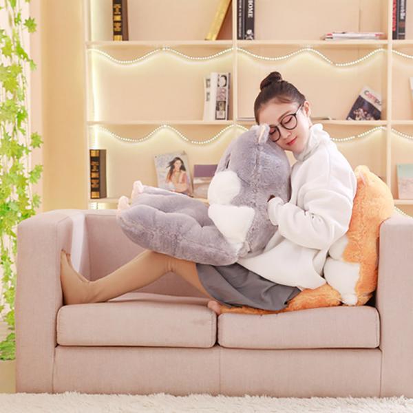 Cute Plush Seat Cushions Hamster Shape Cotton Material With Zipper 45 * 90CM