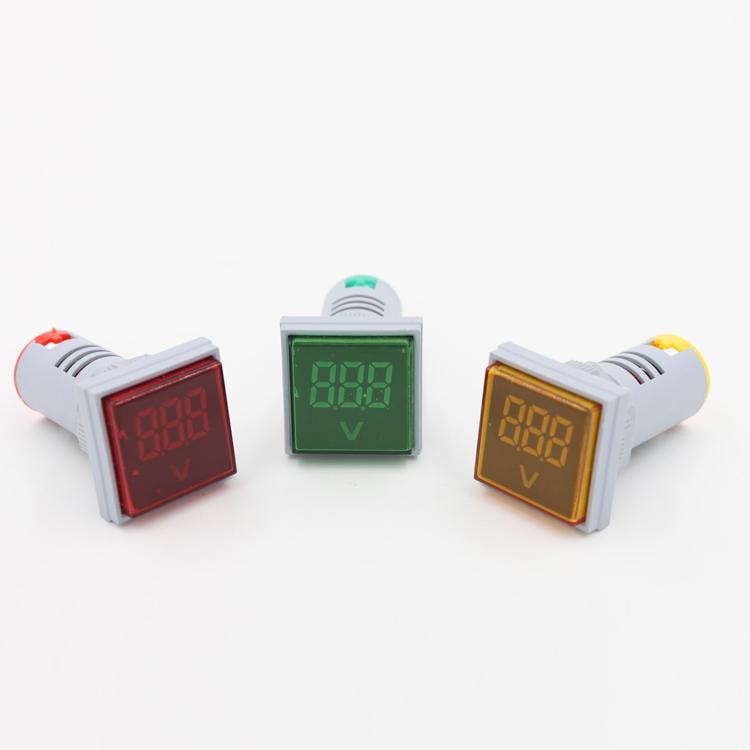 220V Mini Digital Voltage Meter with 22mm LED Indicator Lamp Single Phase Display for Square Digital Volt Meter