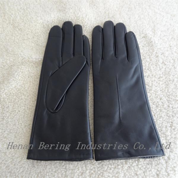 Ladies Hair Sheepskin Leather Touch Screen Nappa Gloves