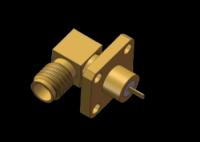 Right Angle SSMA Jack/Female RF Coaxial Connector 4 Hole Flange Mount , Microstrip Flat