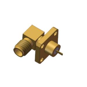 Right Angle SSMA Jack Female RF Coaxial Connector 4 Hole Flange Mount with Microstrip Flat for Telecommunication