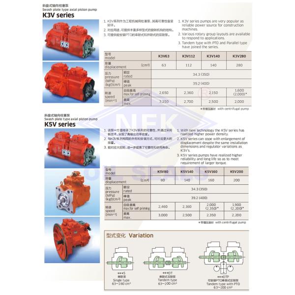 Bomba K5V K5V112 K5V140 K5V160 K5V180 K5V200 K5V280 K5V212 de Marine Steering Gear Kawasaki Hydraulic