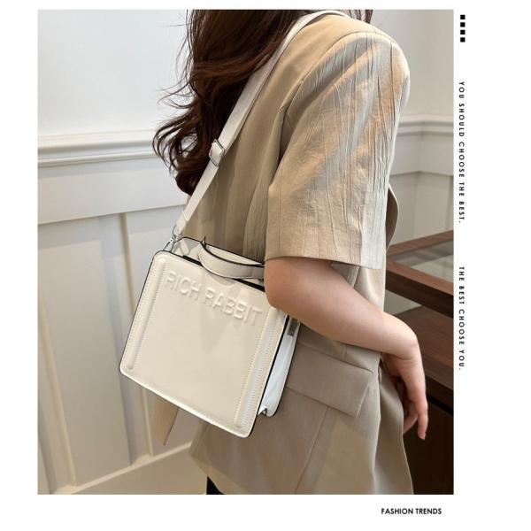 SIMPLE FASHION LETTER BAG WOMEN'S NEW INS COMMUTER HANDBAG SMALL SQUARE BAG SENIOR TEXTURE WIDE SHOULDER STRAP CROSSBODY